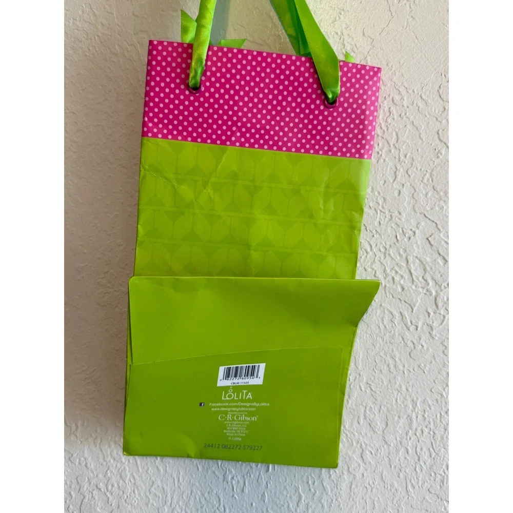 Lolita 10th Anniversary Wine‎ Bottle Gift Bag Pink Green Polka Dot Martini Glass